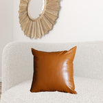 XL Rustic Brown Faux Leather Lumbar Pillow Cover