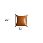 XL Rustic Brown Faux Leather Lumbar Pillow Cover