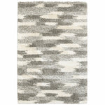 2inches x 3inches Gray and Ivory Geometric Pattern Scatter Rug