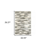 2inches x 3inches Gray and Ivory Geometric Pattern Scatter Rug