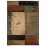 2inches x 3inches Beige and Brown Floral Block Pattern Scatter Rug