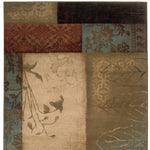 2inches x 3inches Beige and Brown Floral Block Pattern Scatter Rug