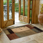 2inches x 3inches Beige and Brown Floral Block Pattern Scatter Rug