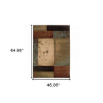 4inches x 6inches Beige and Brown Floral Block Pattern Area Rug
