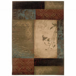 4inches x 6inches Beige and Brown Floral Block Pattern Area Rug