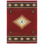 4inches x 6inches Red and Beige Ikat Pattern Area Rug