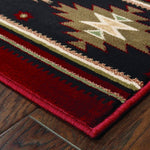 4inches x 6inches Red and Beige Ikat Pattern Area Rug
