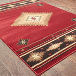 4inches x 6inches Red and Beige Ikat Pattern Area Rug