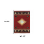 4inches x 6inches Red and Beige Ikat Pattern Area Rug