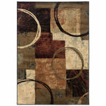4inches x 6inches Brown and Black Abstract Geometric Area Rug