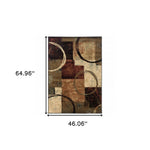 4inches x 6inches Brown and Black Abstract Geometric Area Rug