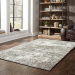 4inches x 6inches Gray and Ivory Distressed Abstract Area Rug