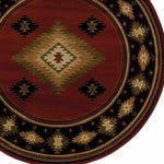 8inches Round Red and Beige Ikat Pattern Area Rug