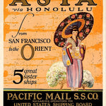 24inches x 32inches Asia via Honolulu Vintage Travel Wall Art