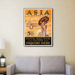 24inches x 32inches Asia via Honolulu Vintage Travel Wall Art