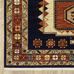 9inches x 12inches Blue Red Machine Woven Medallions Indoor Area Rug