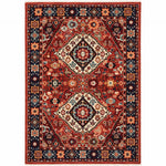 5inches x 8inches Red Blue Machine Woven Oriental Indoor Area Rug