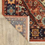 6inches x 9inches Red Blue Machine Woven Oriental Indoor Area Rug