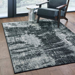 9inches x 12inches Black Ivory Machine Woven Abstract Indoor Area Rug