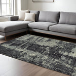 9inches x 12inches Black Ivory Machine Woven Abstract Indoor Area Rug
