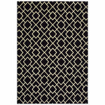 9inches x 12inches Black Ivory Machine Woven Geometric Diamonds Indoor Area Rug