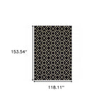 9inches x 12inches Black Ivory Machine Woven Geometric Diamonds Indoor Area Rug