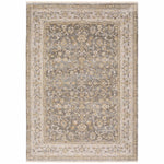 2inches x 3inches Beige Grey Machine Woven Oriental Indoor Area Rug