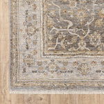 2inches x 3inches Beige Grey Machine Woven Oriental Indoor Area Rug