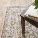 2inches x 3inches Beige Grey Machine Woven Oriental Indoor Area Rug