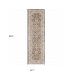 8inches Beige Grey Machine Woven Oriental Indoor Runner Rug