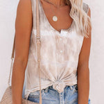 Green Tie-dye Print Tank Top