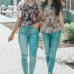 Khaki V-neck Short Sleeve Fashion Print Fantasy Fluttering Blouse