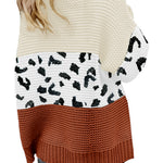 Orange Turtleneck Splicing Chunky Knit Pullover Sweater