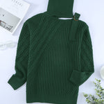 Black Strapped Cut out Shoulder Turtleneck Sweater
