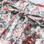 Khaki V-neck Short Sleeve Fashion Print Fantasy Fluttering Blouse