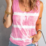 Green Tie-dye Print Tank Top
