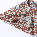 Khaki V-neck Short Sleeve Fashion Print Fantasy Fluttering Blouse