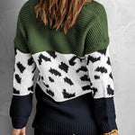 Orange Turtleneck Splicing Chunky Knit Pullover Sweater