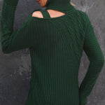Black Strapped Cut out Shoulder Turtleneck Sweater
