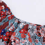 Khaki V-neck Short Sleeve Fashion Print Fantasy Fluttering Blouse