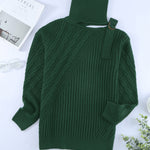 Black Strapped Cut out Shoulder Turtleneck Sweater