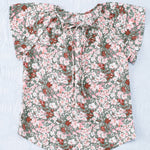 Khaki V-neck Short Sleeve Fashion Print Fantasy Fluttering Blouse