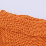 Orange Turtleneck Splicing Chunky Knit Pullover Sweater