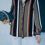 Red Blue Striped Modern Women Shirt