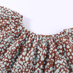 Khaki V-neck Short Sleeve Fashion Print Fantasy Fluttering Blouse