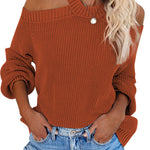Blue Cool Breeze Cotton Cold Shoulder Sweater