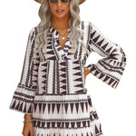 Leopard Print V neck Ruffle Swing Mini Dress
