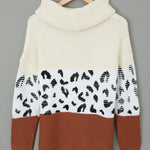 Orange Turtleneck Splicing Chunky Knit Pullover Sweater