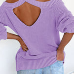 Blue Cool Breeze Cotton Cold Shoulder Sweater