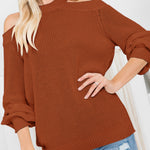 Blue Cool Breeze Cotton Cold Shoulder Sweater